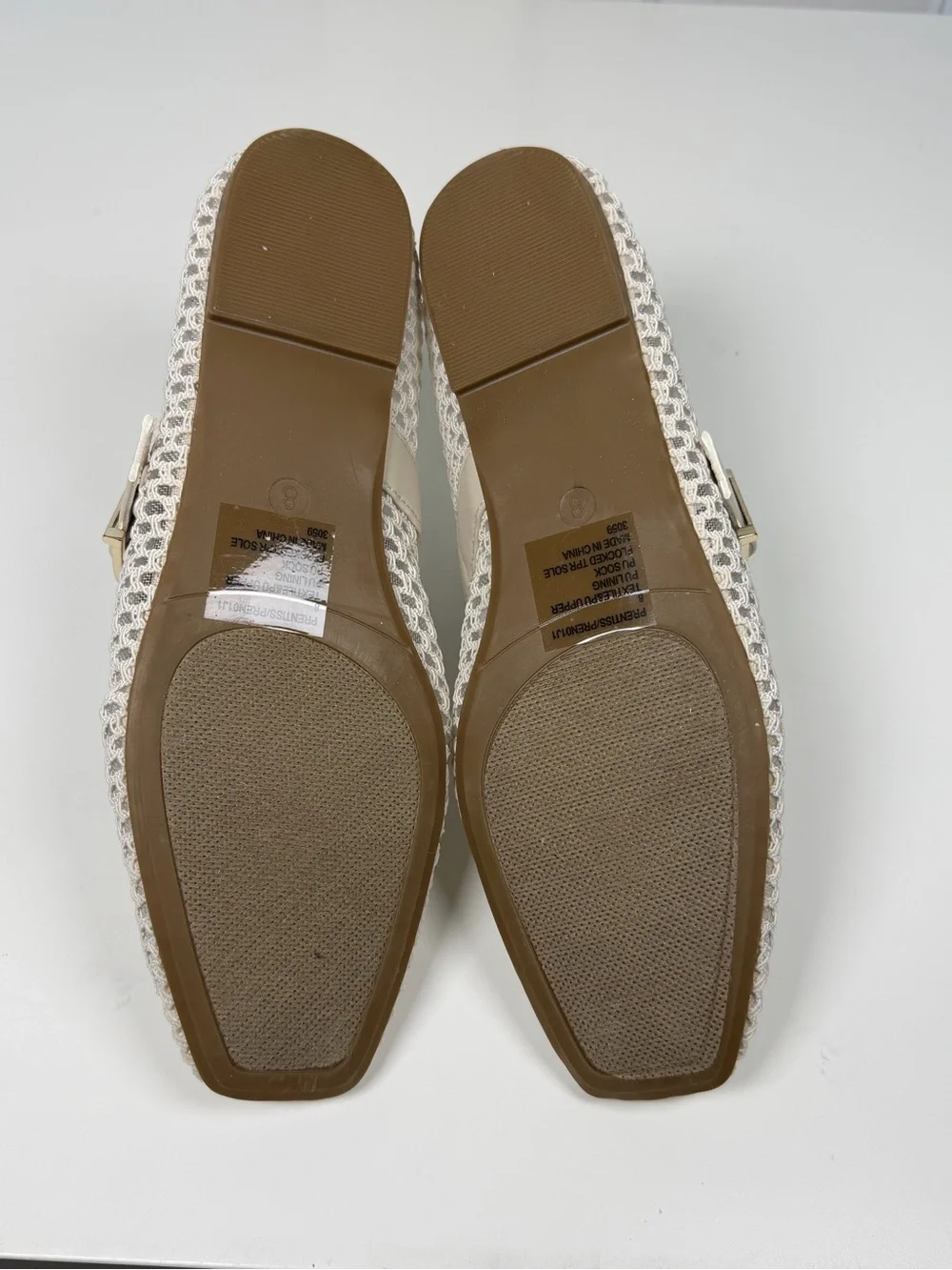 Madden‎ Girl Women's Beige Woven Buckle Mary Jane Flats Size 8